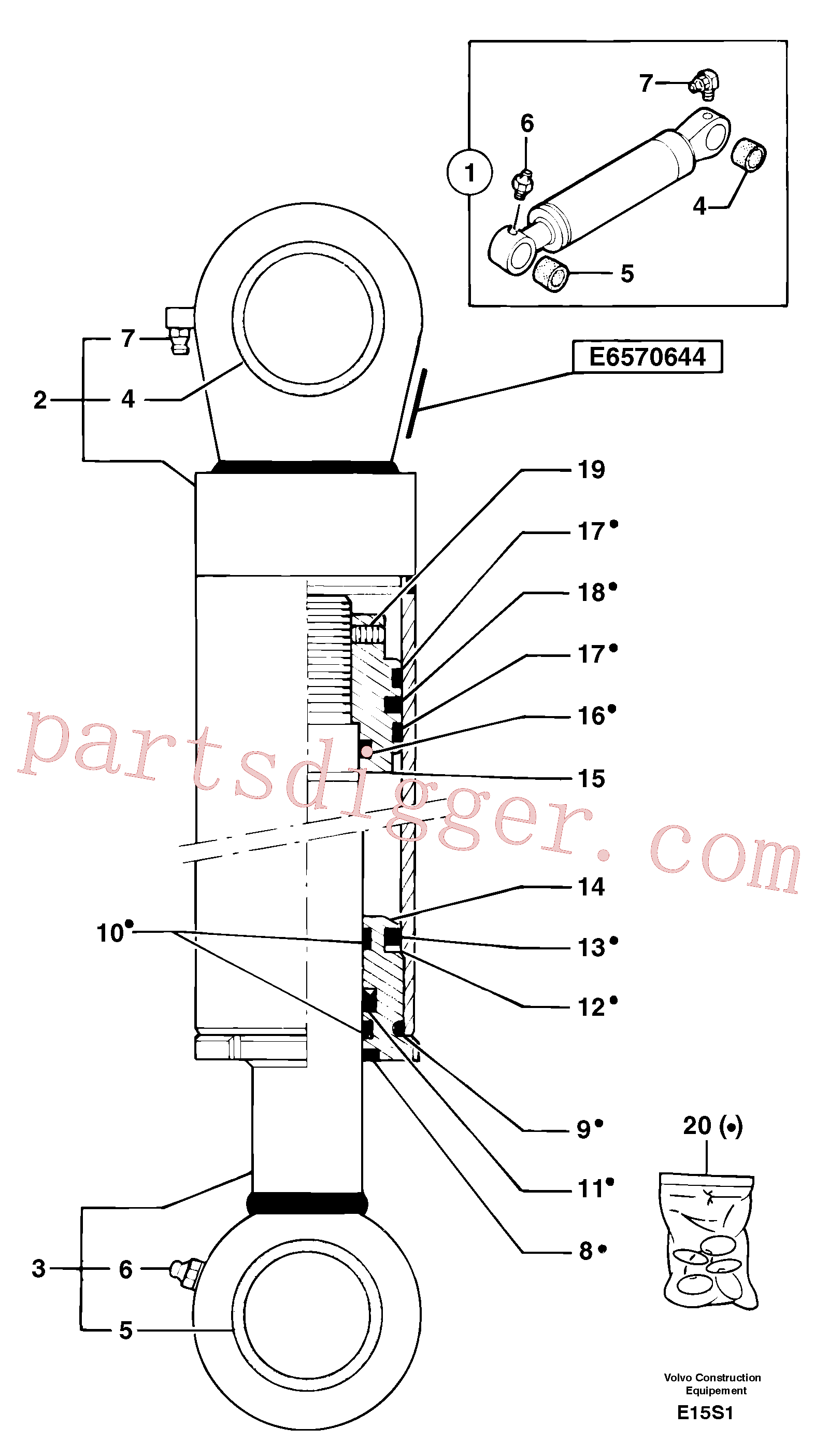 PJ7413211 for Volvo Bucket cylinder(E15S1 assembly)