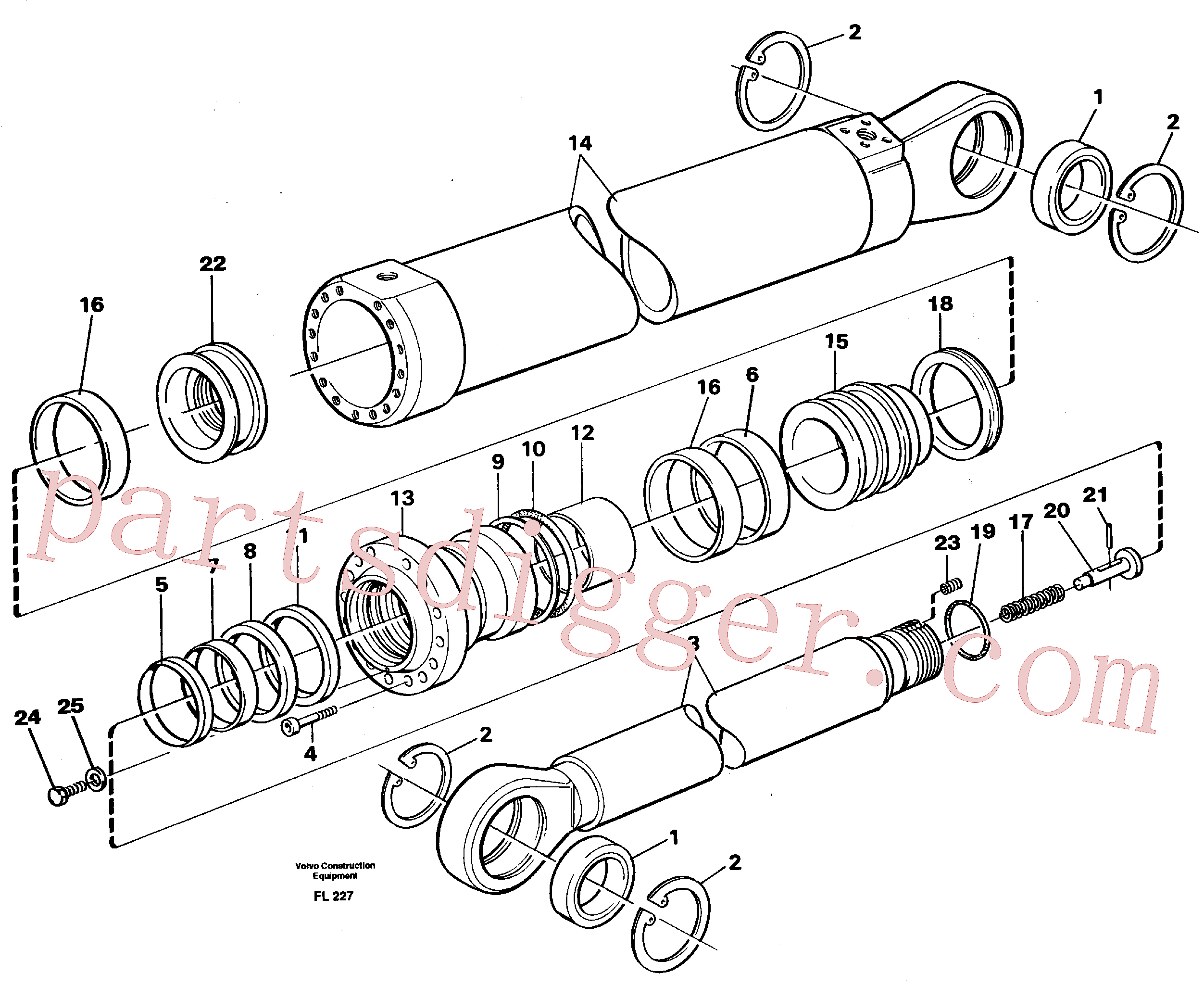 VOE14343521 for Volvo Dipper cylinder, backhoe equipment(FL227 assembly)