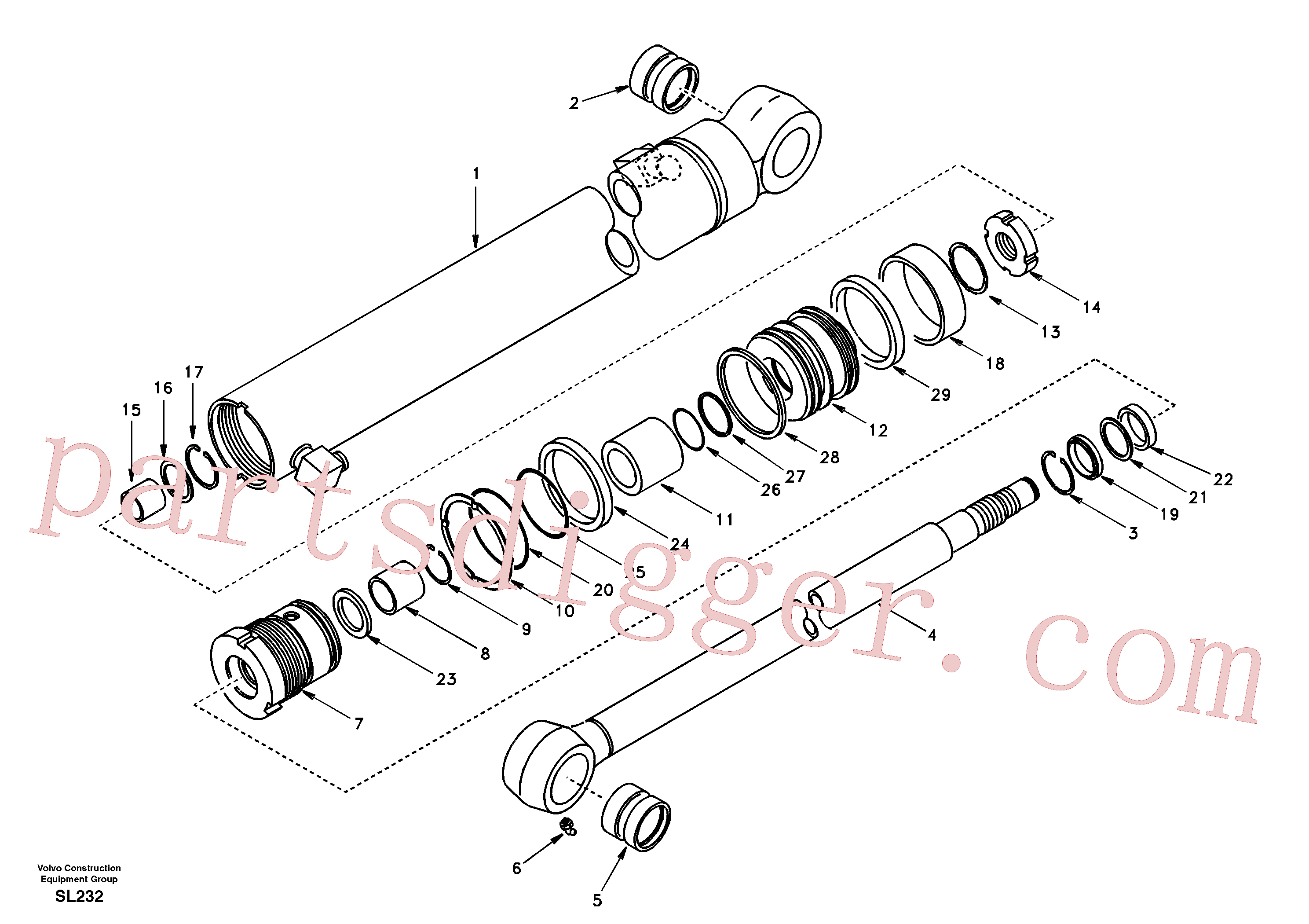 SA9511-12048 for Volvo Dipper arm cylinder(SL232 assembly)