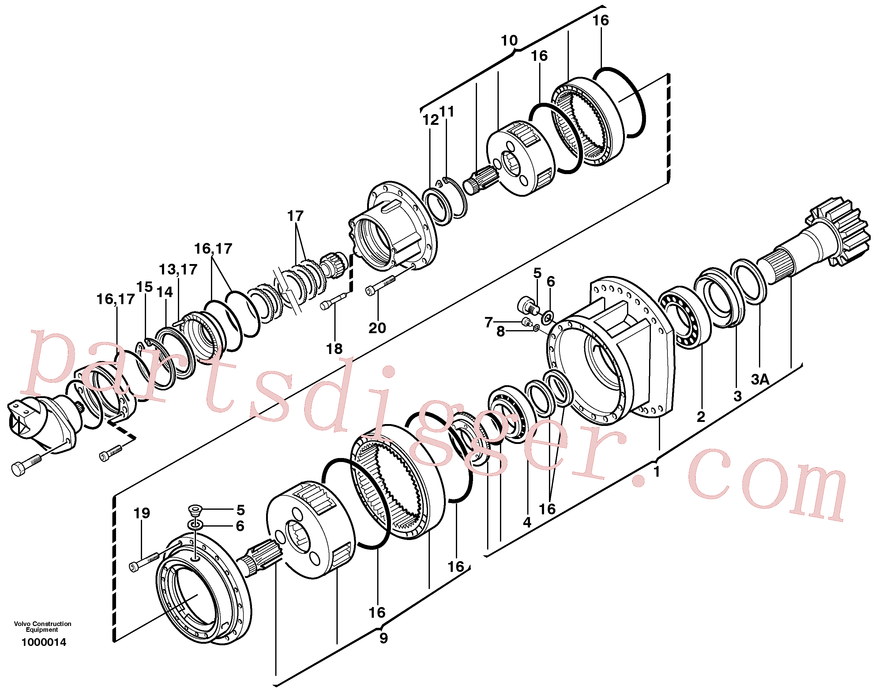 VOE959284 for Volvo Swing gearbox(1000014 assembly)