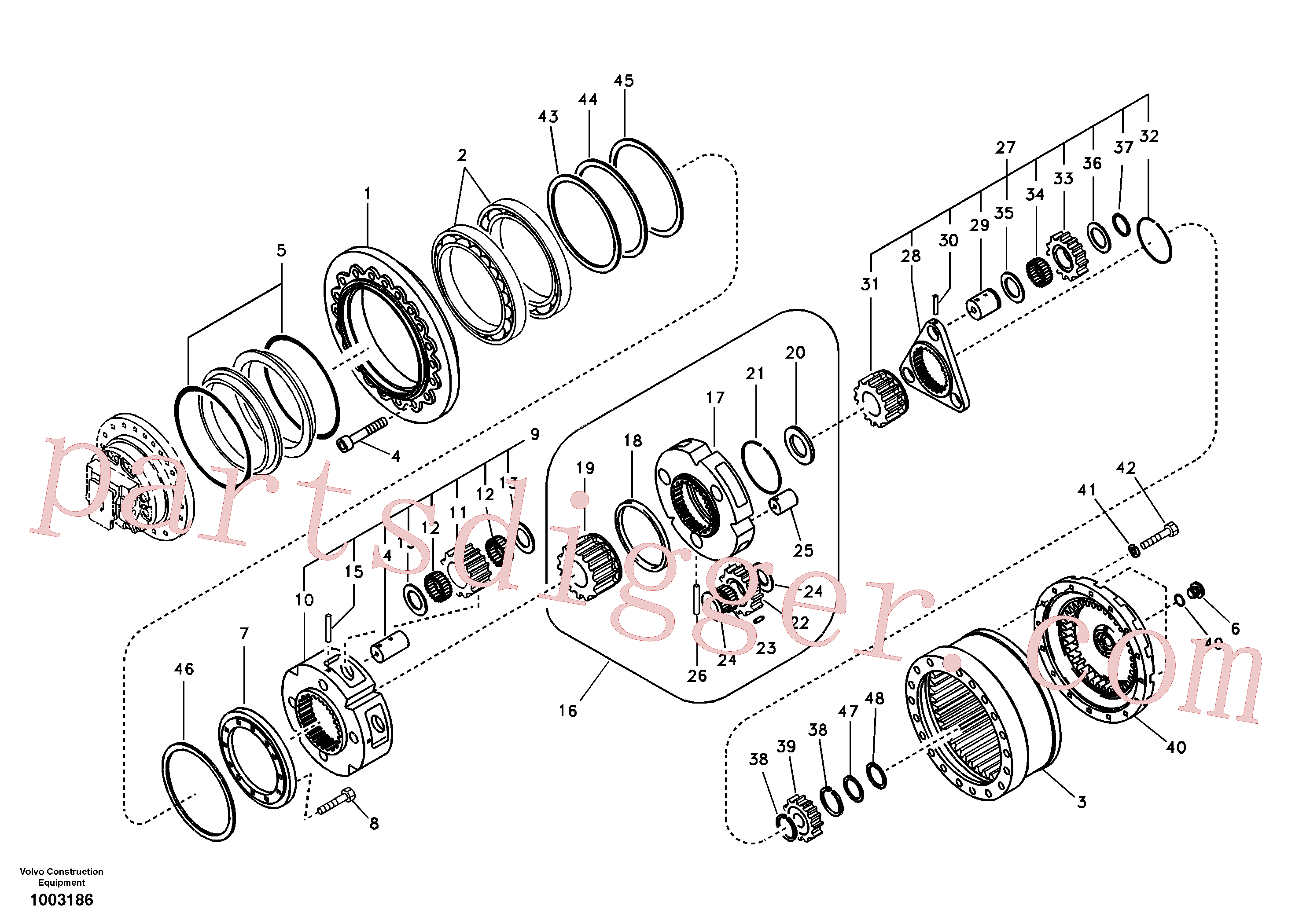 VOE14528722 for Volvo Travel gearbox(1003186 assembly)