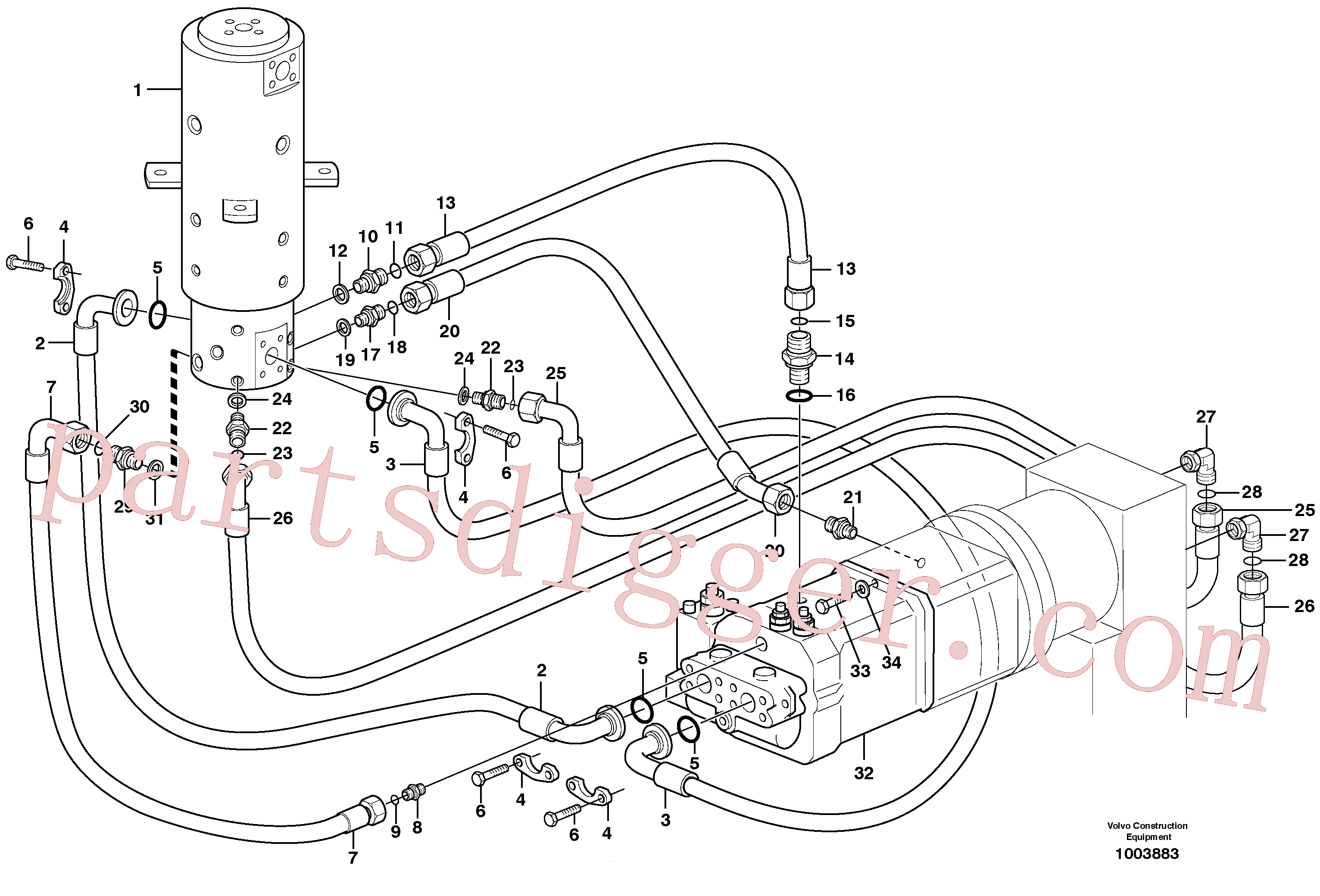 VOE14375474 for Volvo Hydraulic system, transport in undercarrige(1003883 assembly)