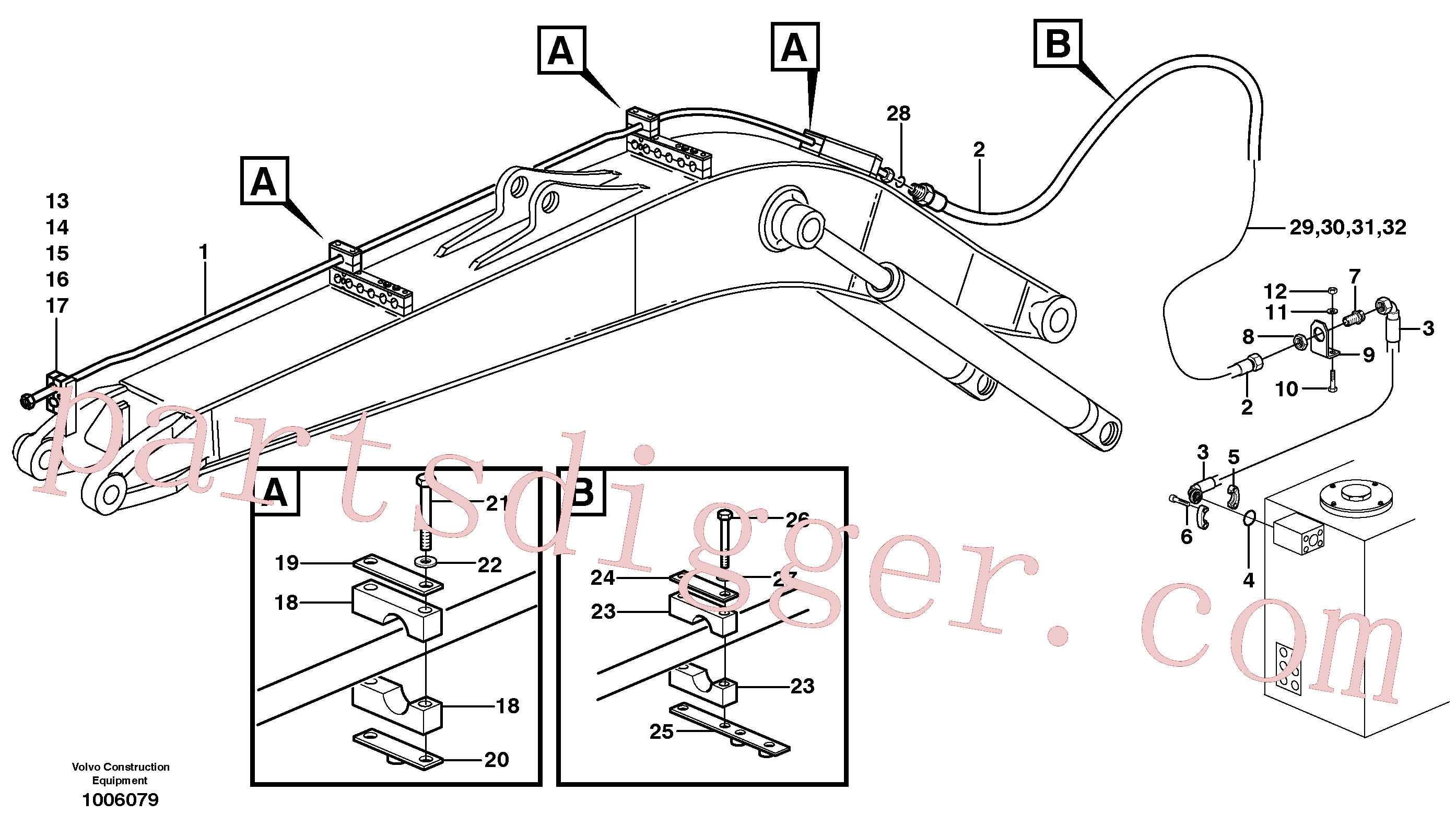 VOE14371681 for Volvo Hammer hydraulics on mono boom, return line(1006079 assembly)