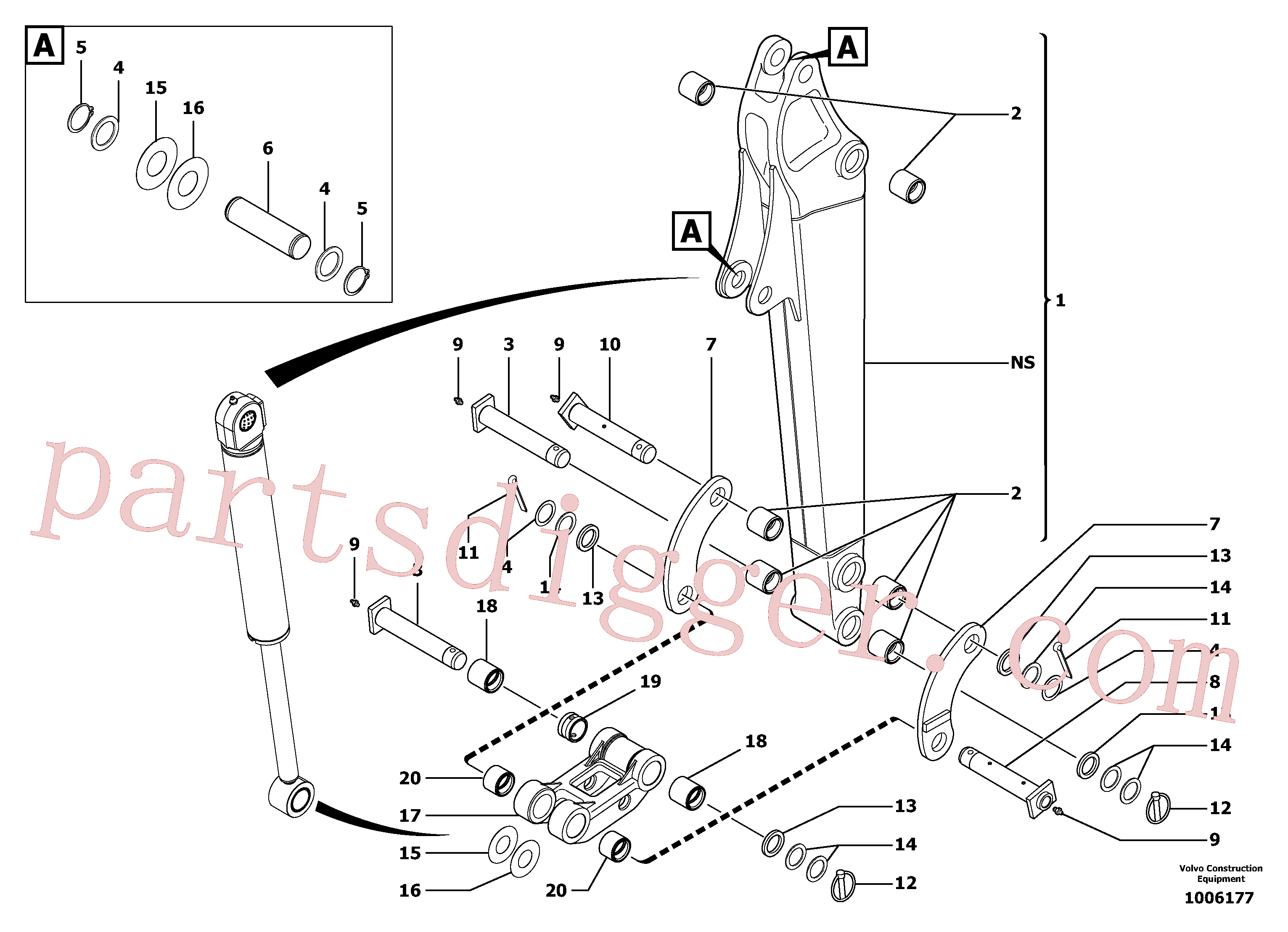 VOE11805700 for Volvo Dipper arm(1006177 assembly)