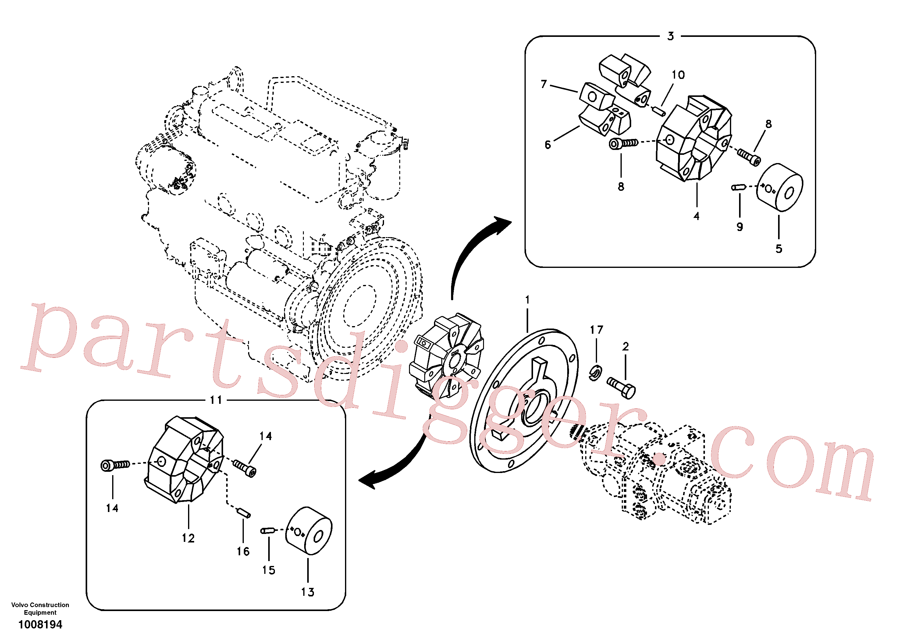 VOE14733926 for Volvo Pump gearbox with assembling parts(1008194 assembly)