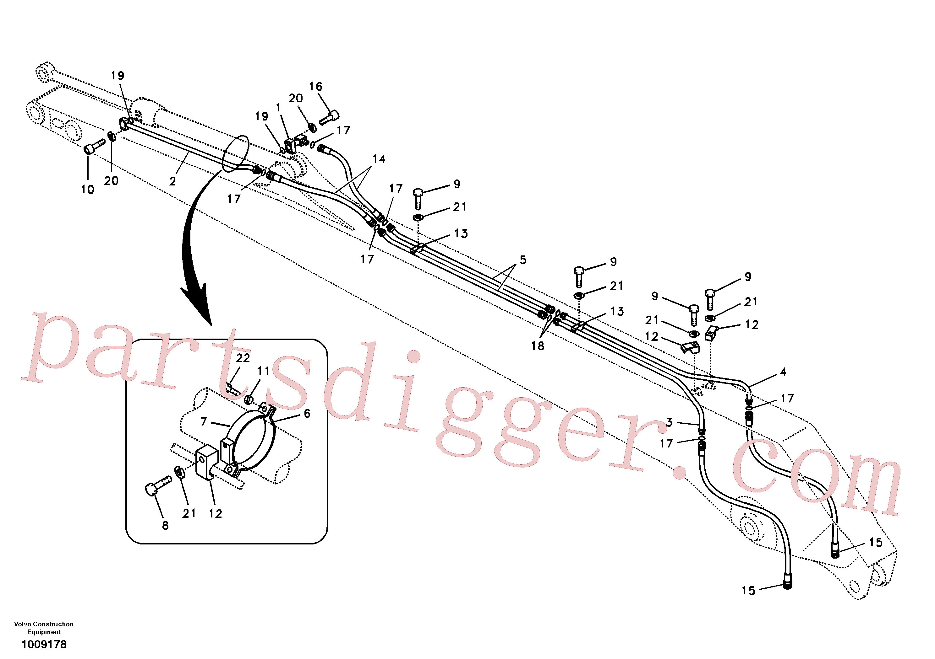 SA1174-51580 for Volvo Working hydraulic, bucket cylinder on long dipper arm(1009178 assembly)