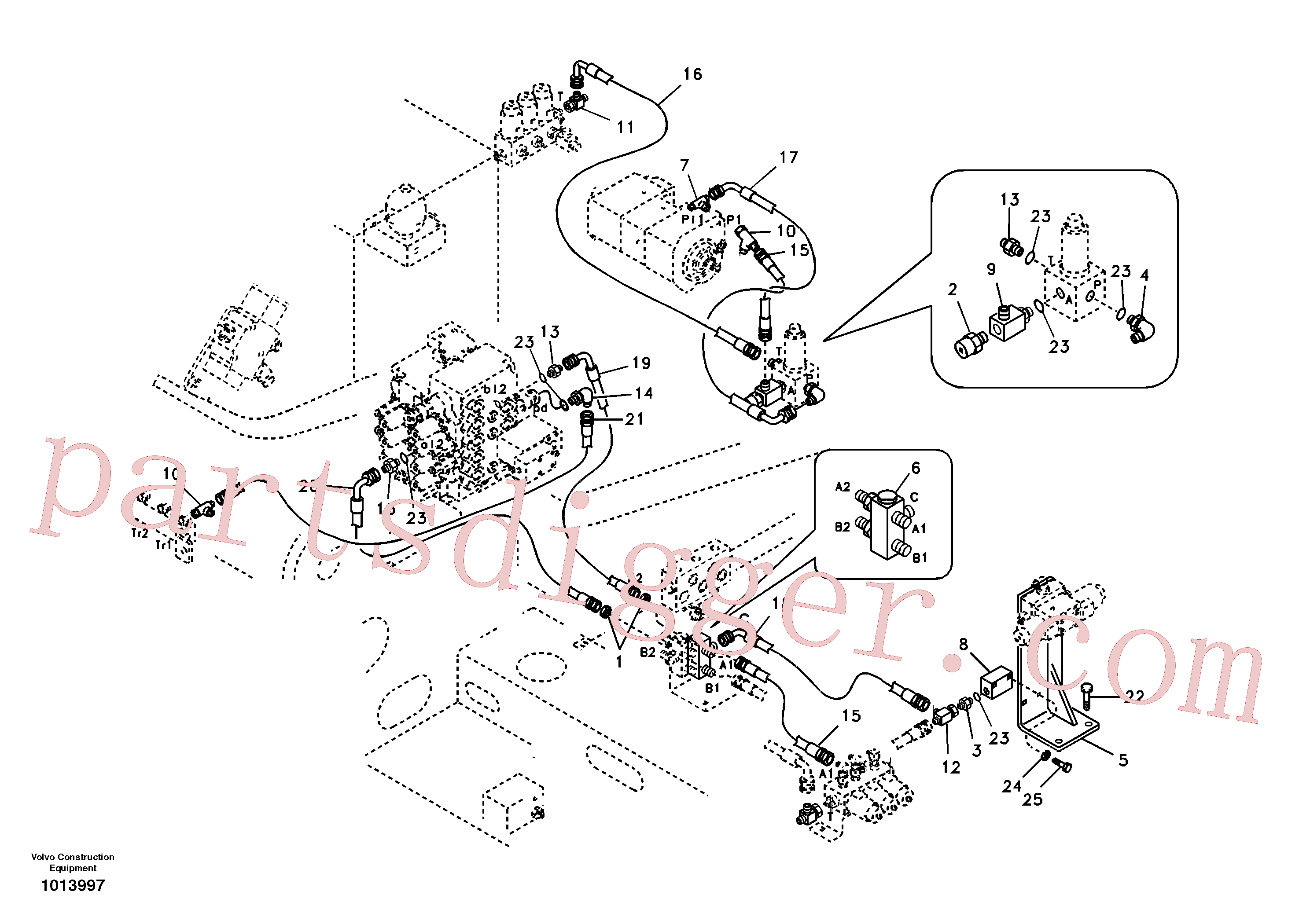 SA9453-02212 for Volvo Working hydraulic, hammer and shear for 1st pump flow(1013997 assembly)