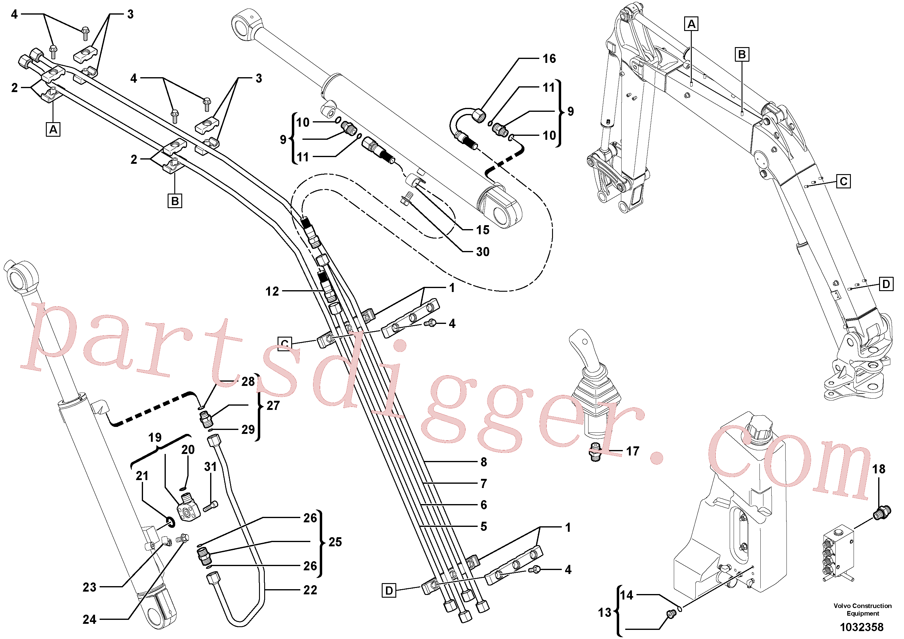 PJ5473019 for Volvo Hydraulic circuit ( boom )(1032358 assembly)