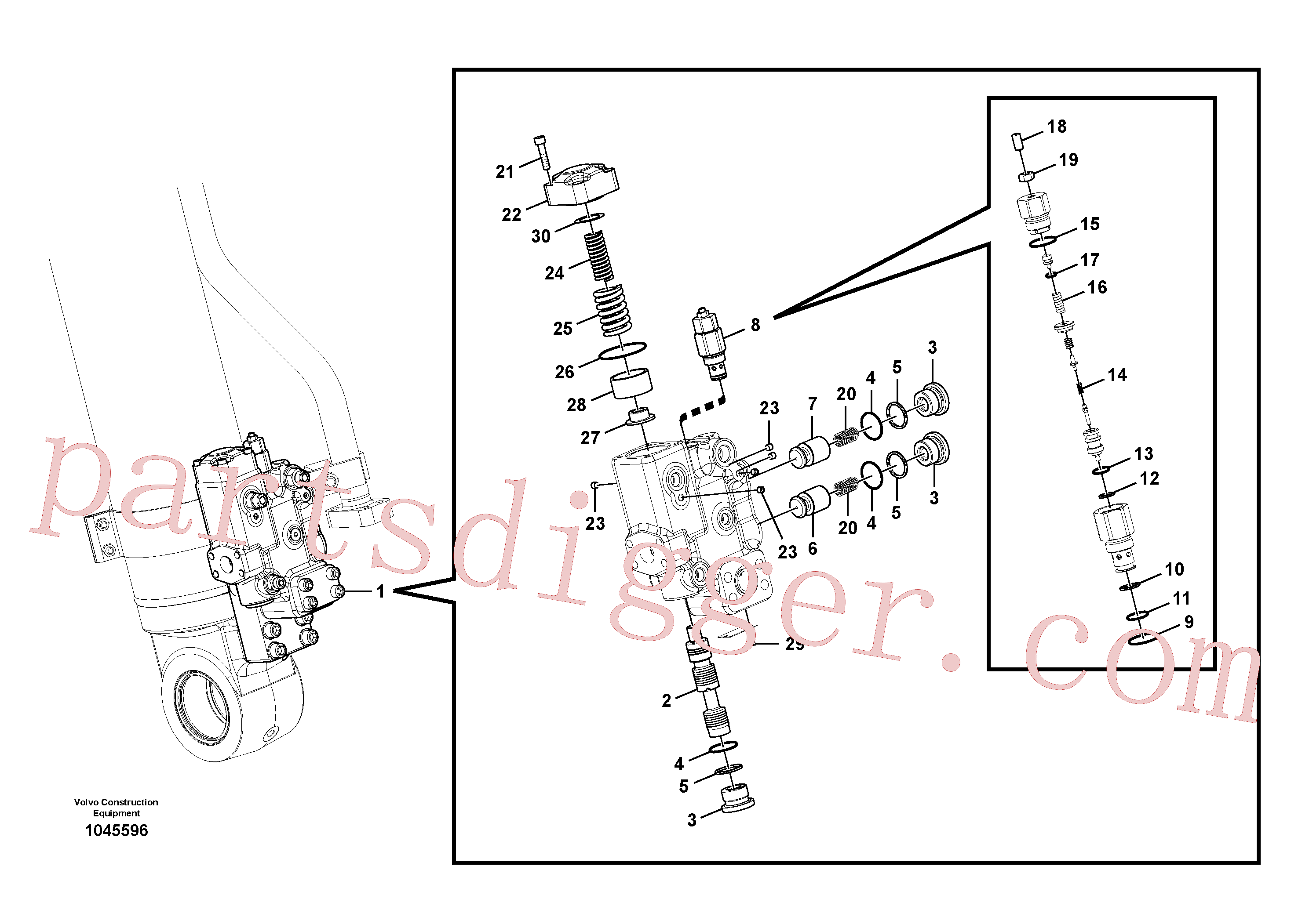 VOE14510942 for Volvo Working hydraulics, demolition arm rupture valve(1045596 assembly)