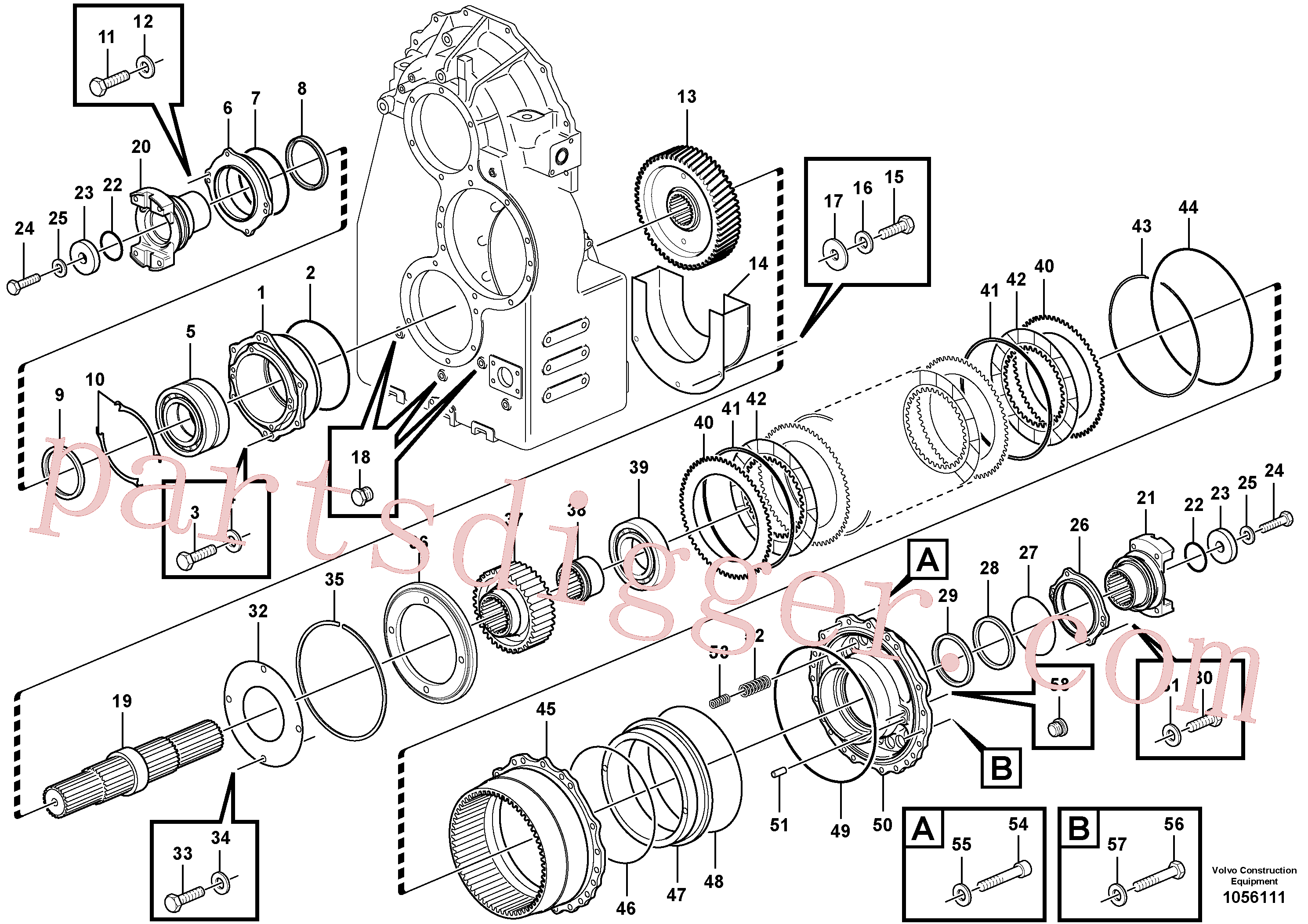 VOE15172924 for Volvo Dropbox, housing, cover, and gears(1056111 assembly)