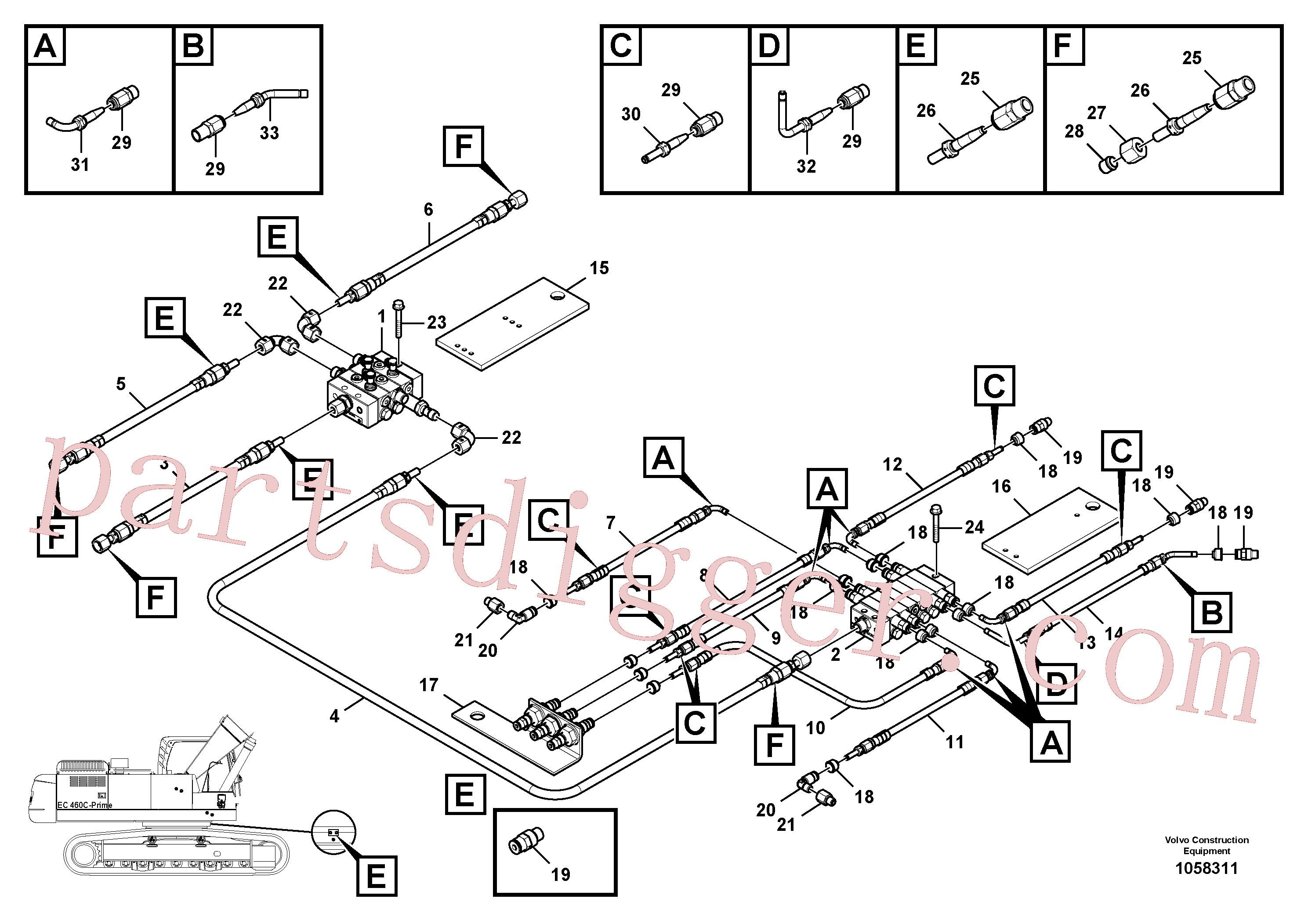 VOE14556699 for Volvo Automatic lubricating system, boom(1058311 assembly)