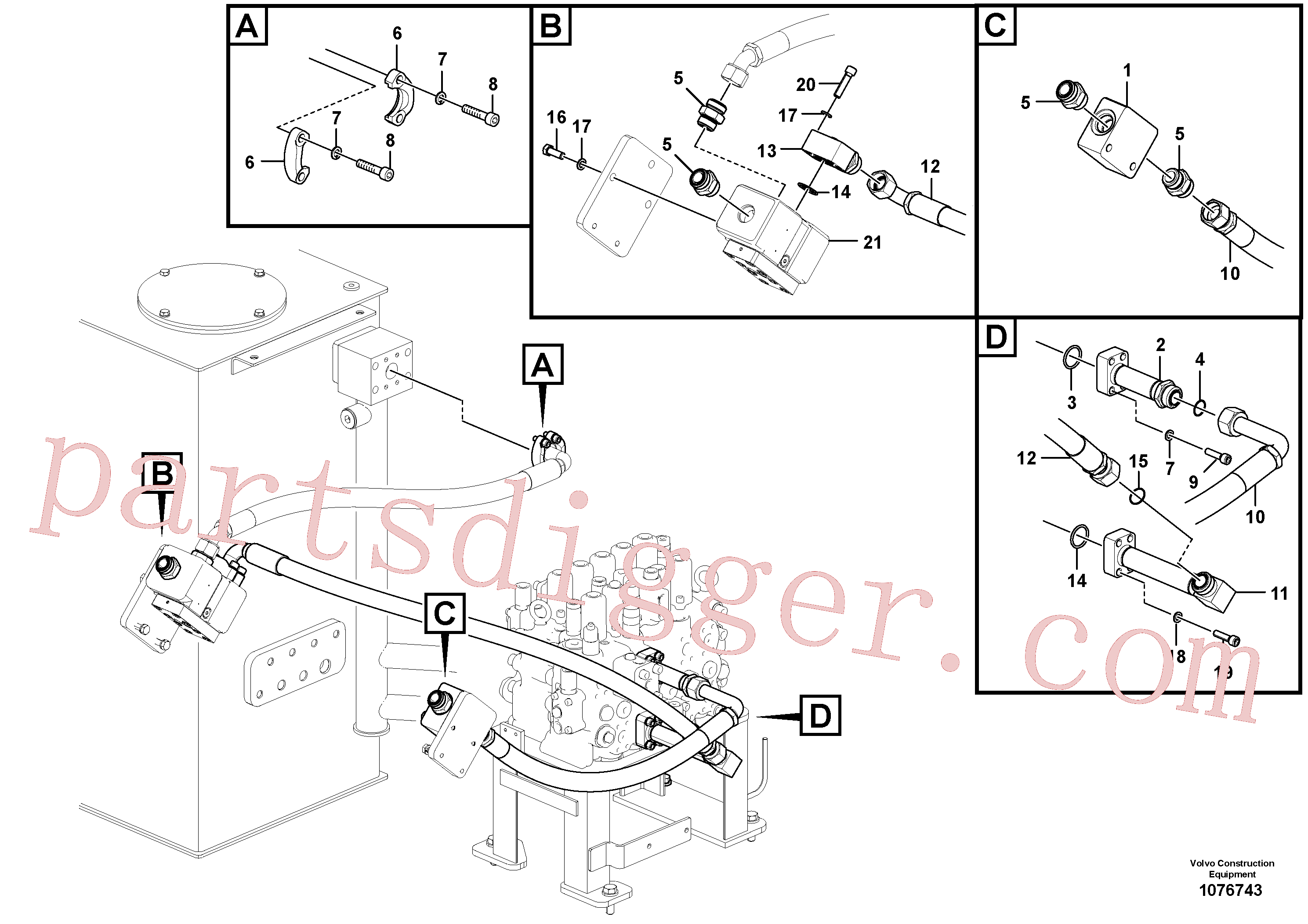 VOE14570849 for Volvo Working hydraulic, hammer and shear for upper(1076743 assembly)