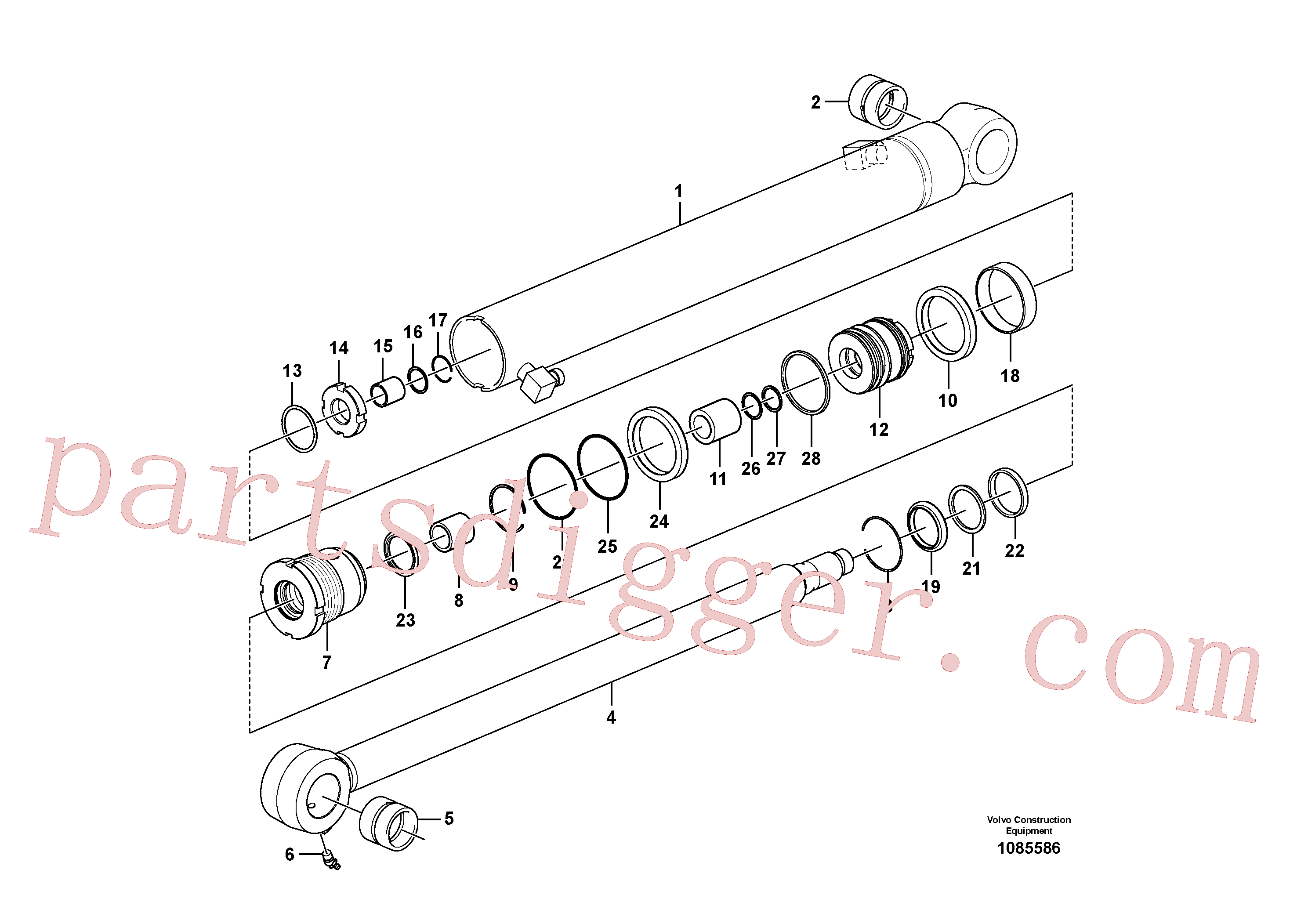 SA8148-14021 for Volvo Dipper arm cylinder(1085586 assembly)