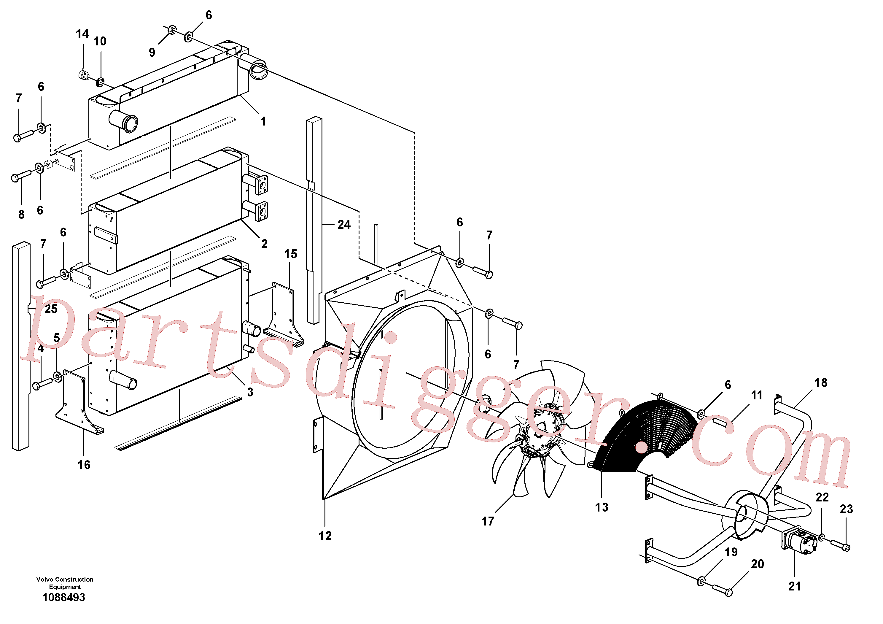 VOE14388605 for Volvo Radiator(1088493 assembly)