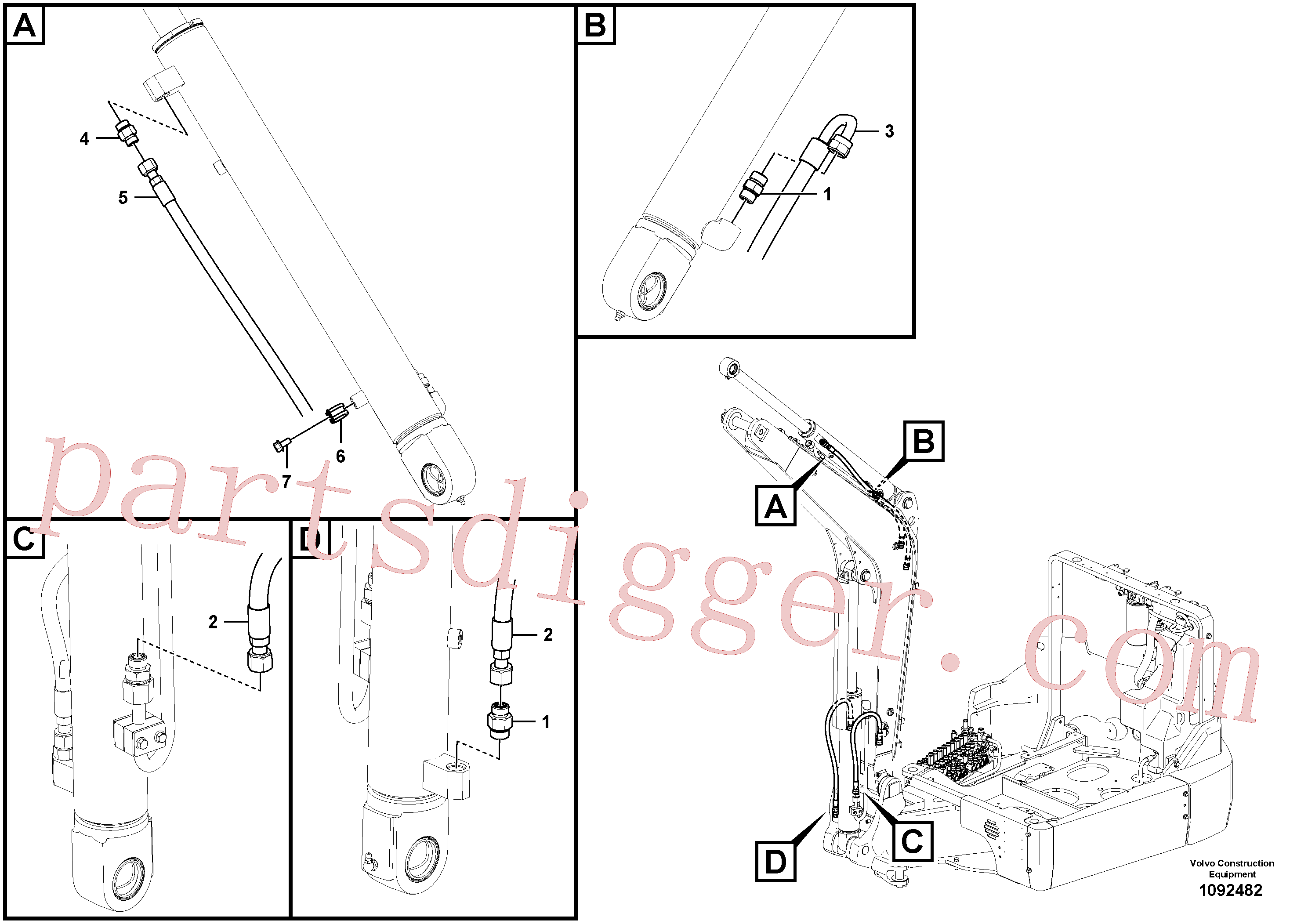 PJ5473019 for Volvo Working hydraulic, boom(1092482 assembly)