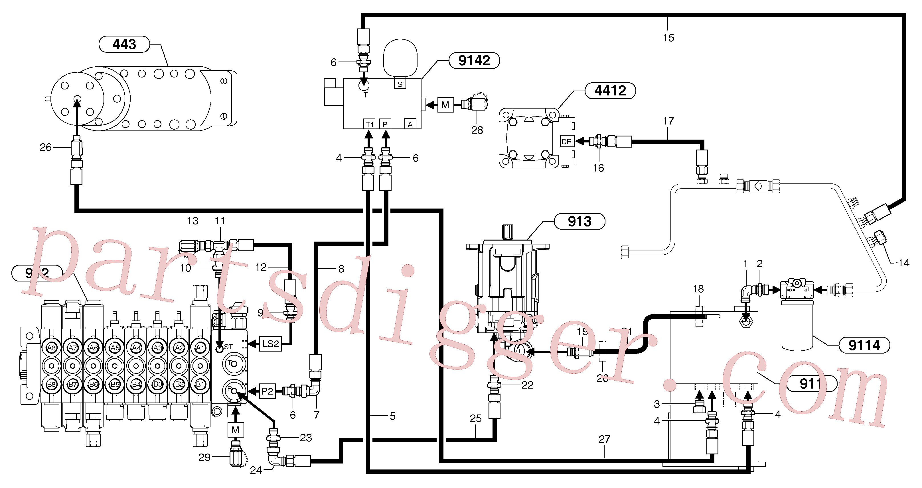 PJ4690125 for Volvo Attachments supply and return circuit(9112Z2 assembly)