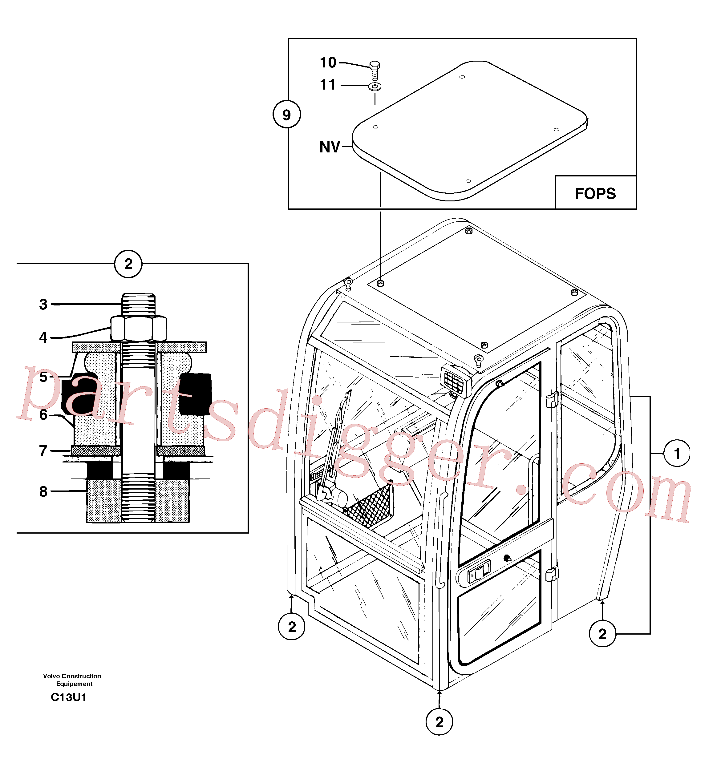 PJ4460044 for Volvo Equipped cabin(C13U1 assembly)