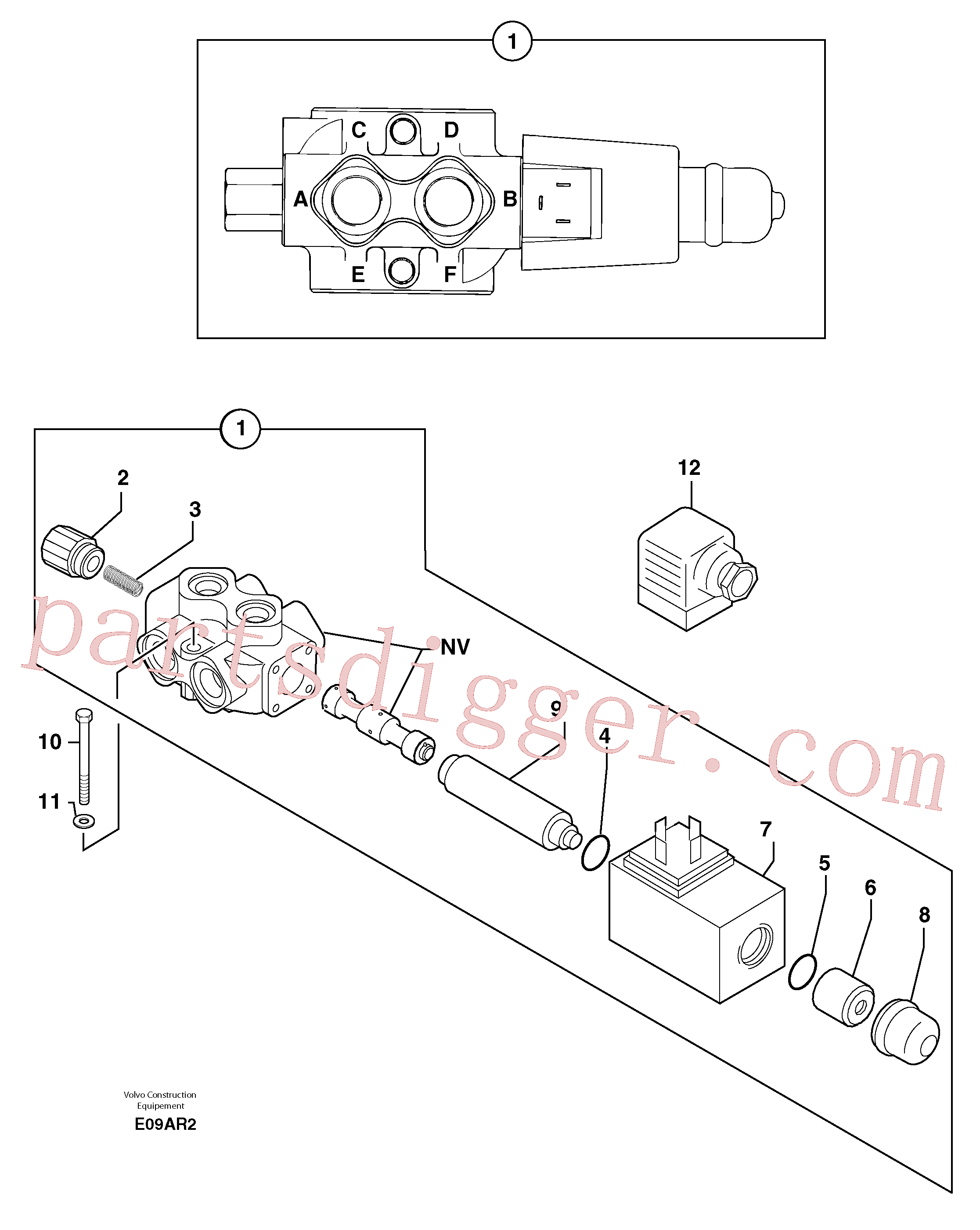 PJ7415989 for Volvo Slewing-offset selector switch ( for valve )(E09AR2 assembly)