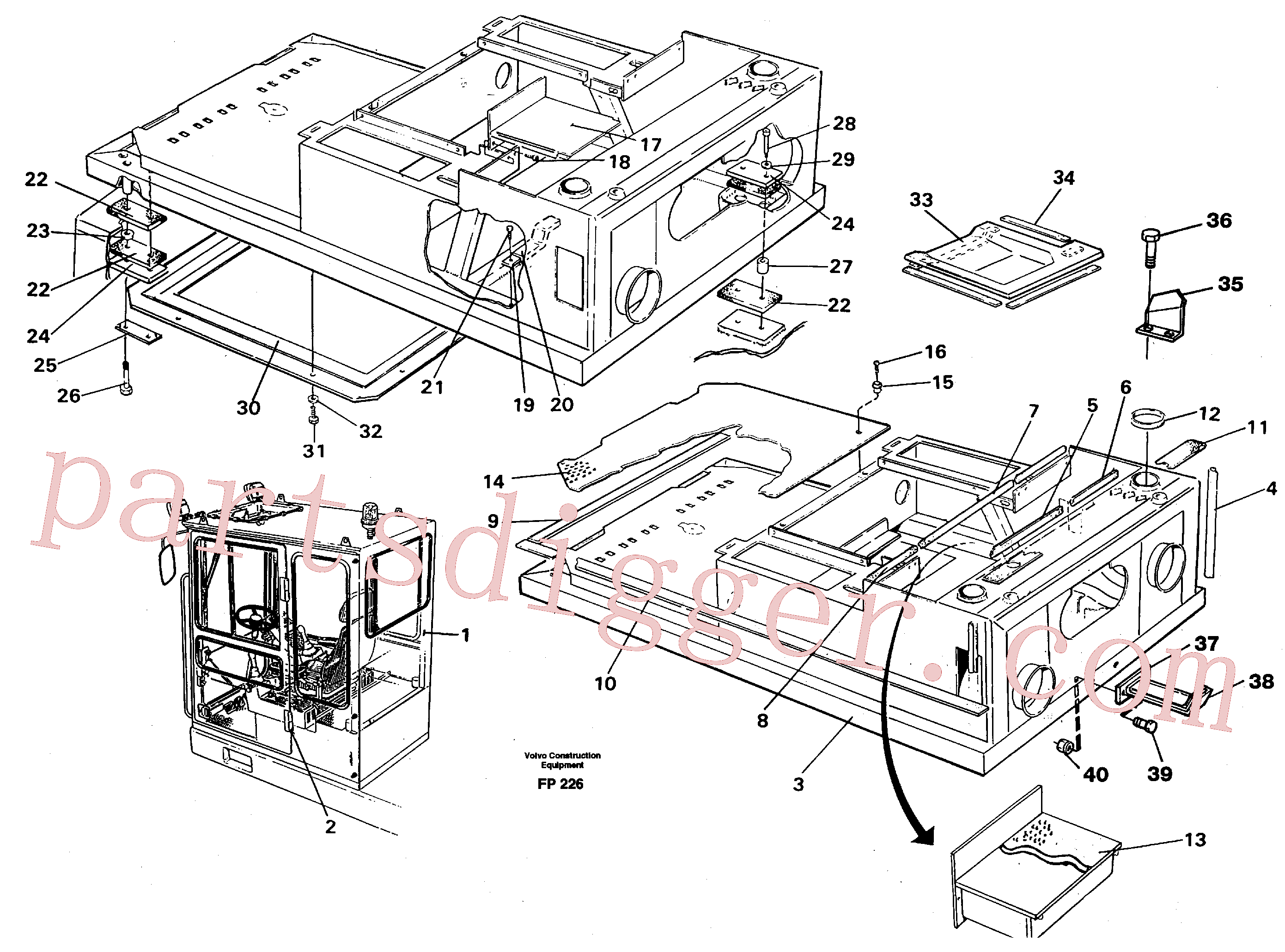 VOE14274670 for Volvo Drivers cab and cabin floor(FP226 assembly)