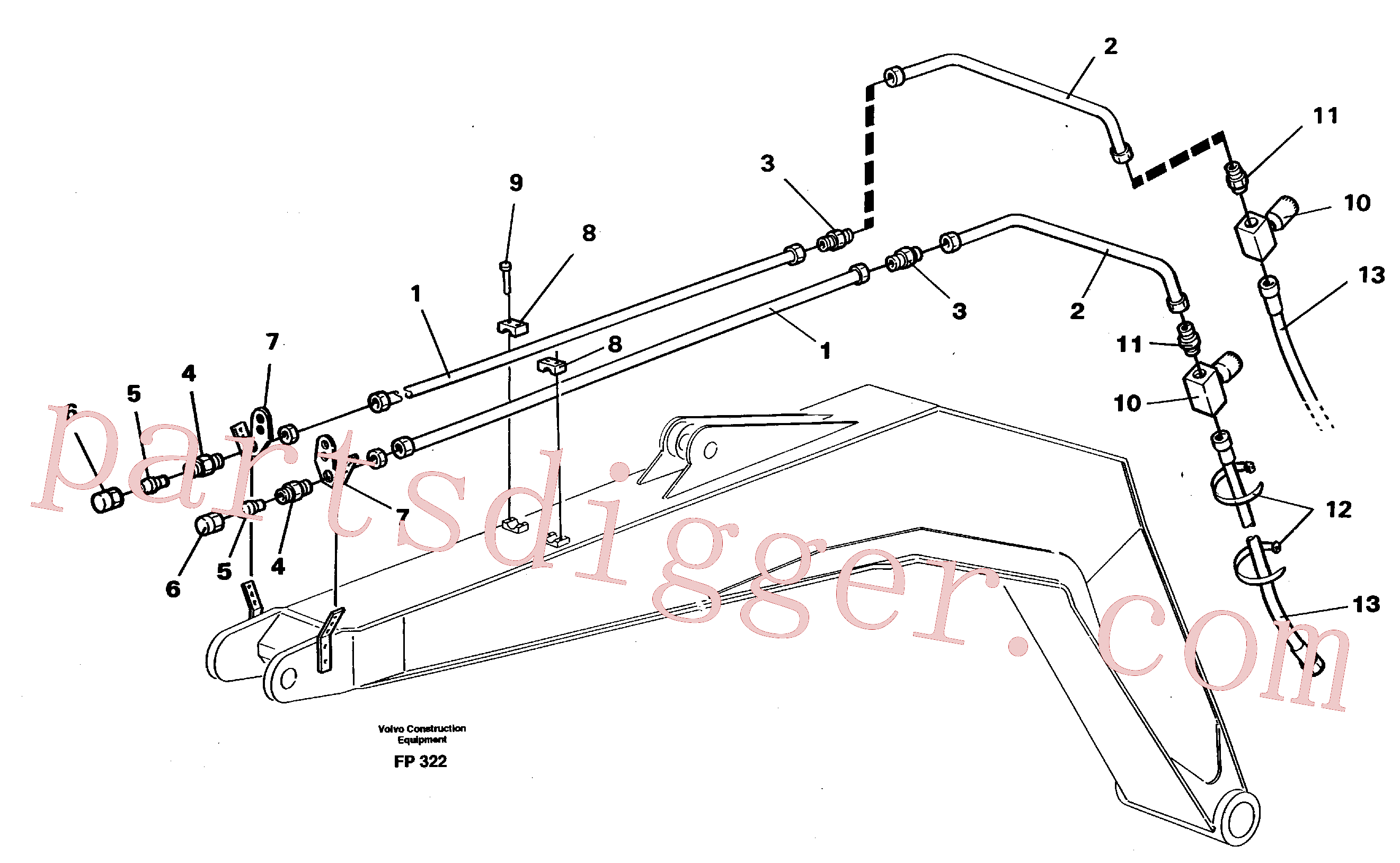 VOE14258769 for Volvo Slope/grab bucket equipment, boom(FP322 assembly)