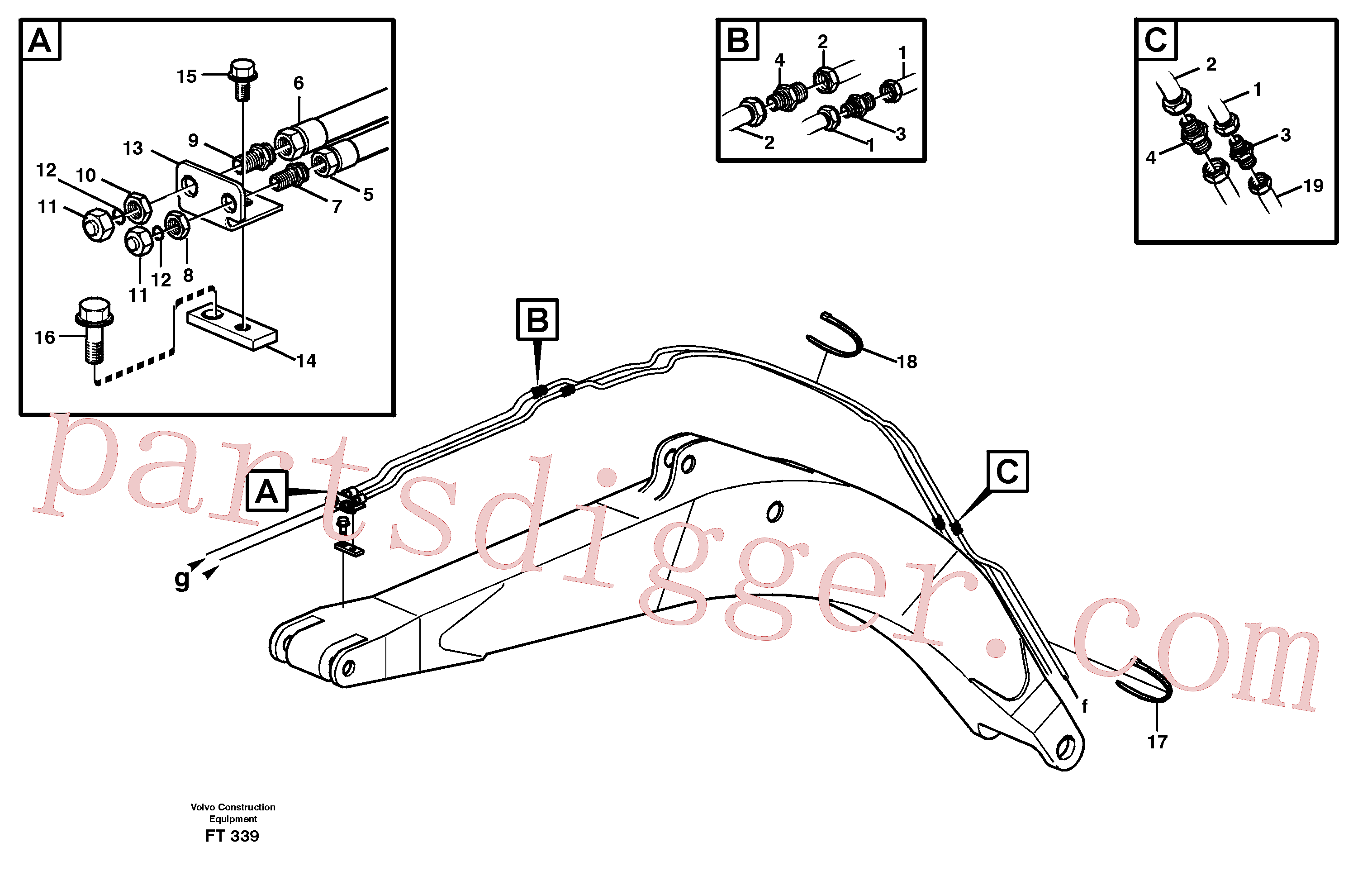 VOE14012403 Fitting for Volvo Excavator Parts