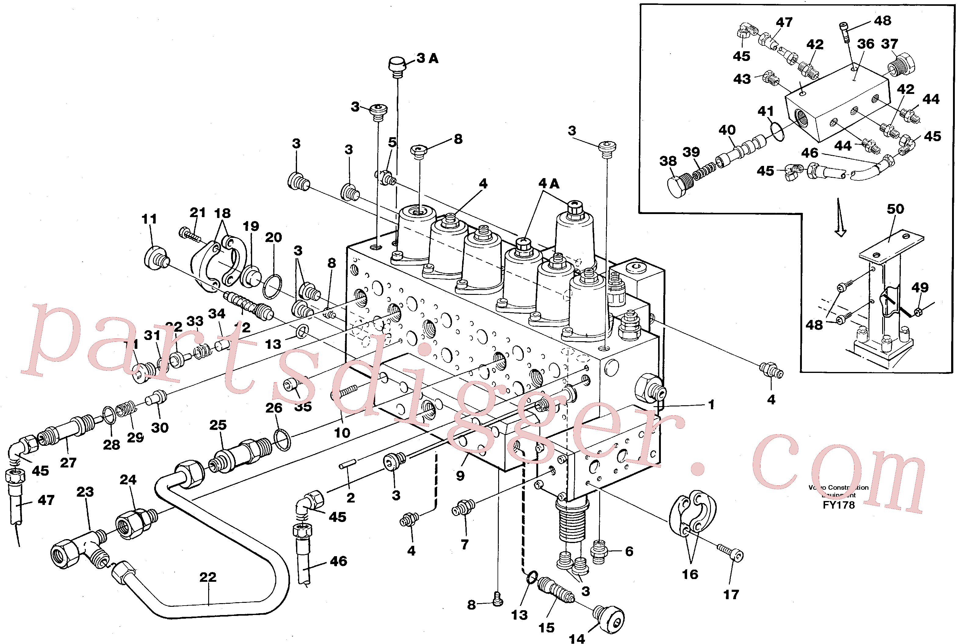 VOE14266009 for Volvo Main valve assembly, tubes connections, assembly bloc(FY178 assembly)