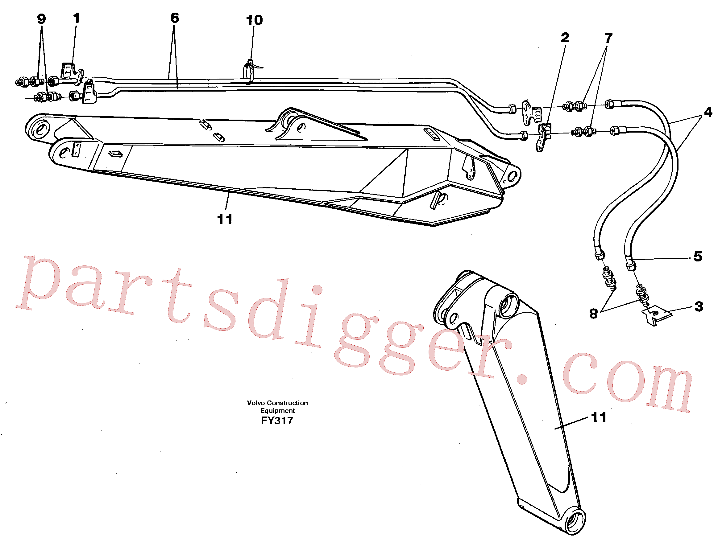 VOE14213237 for Volvo Grab bucket equipment, adjustible boom 4.62m(FY317 assembly)