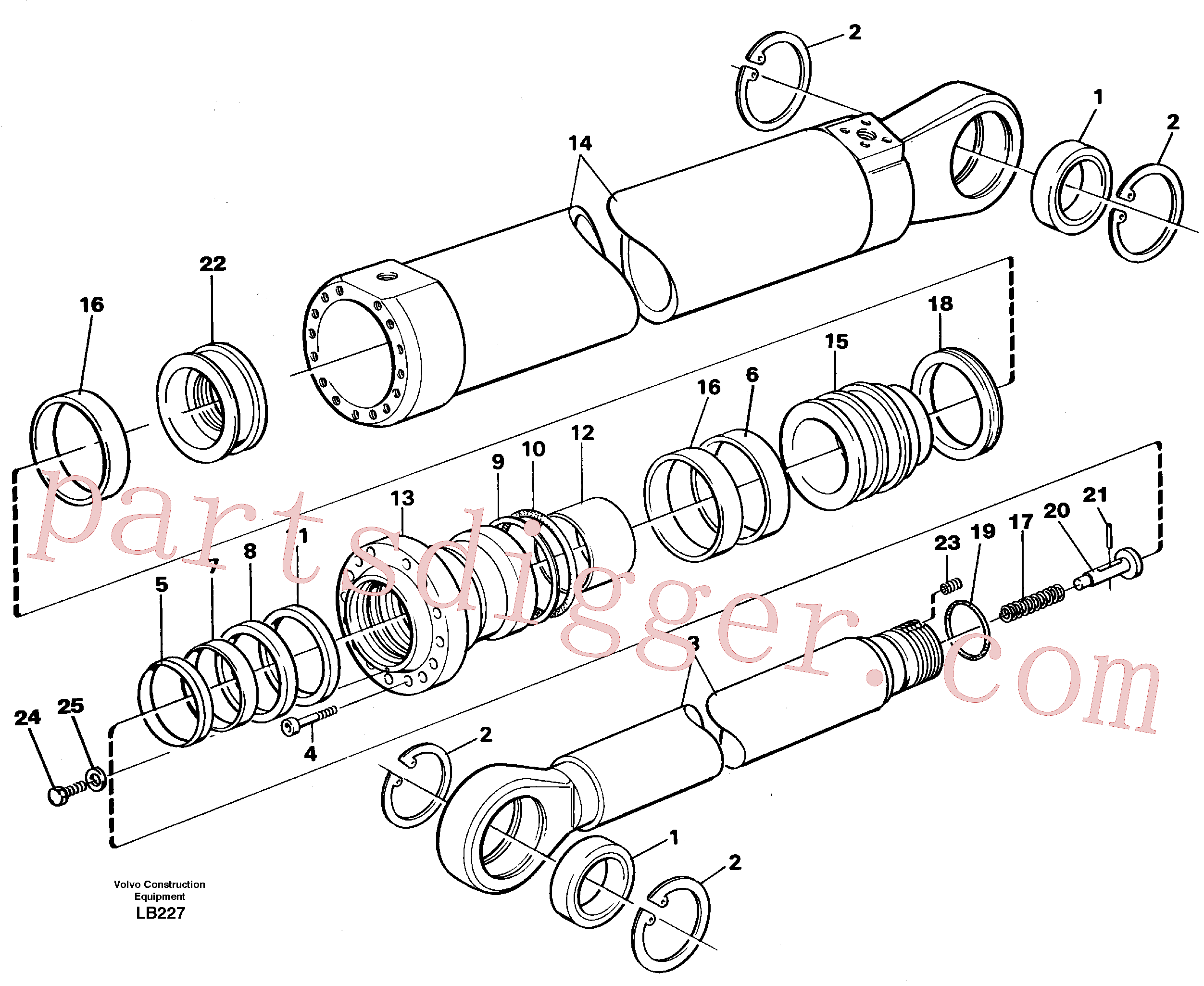 VOE14343521 for Volvo Dipper cylinder, backhoe equipment(LB227 assembly)