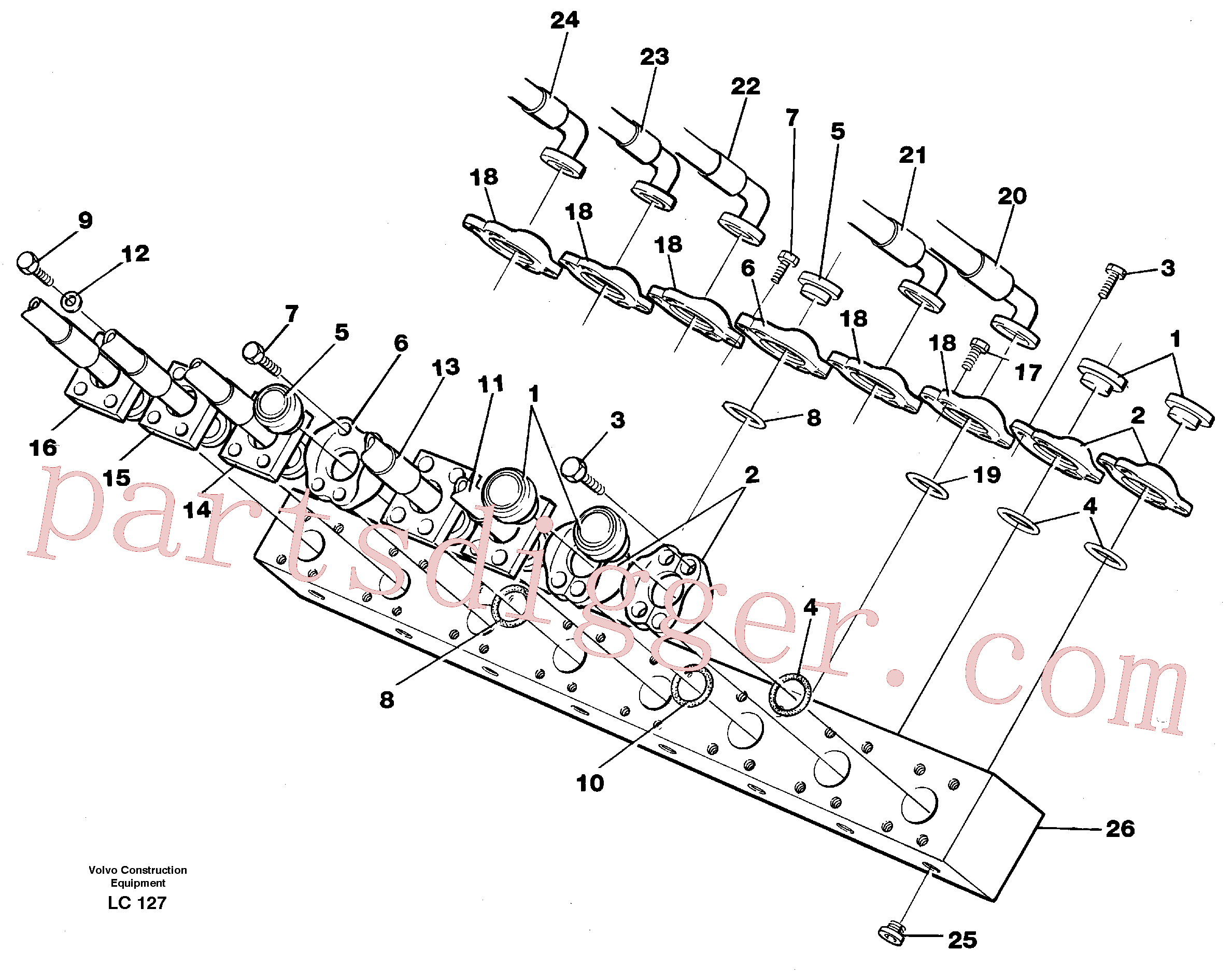 VOE14266211 for Volvo Conneection block with hoses(LC127 assembly)