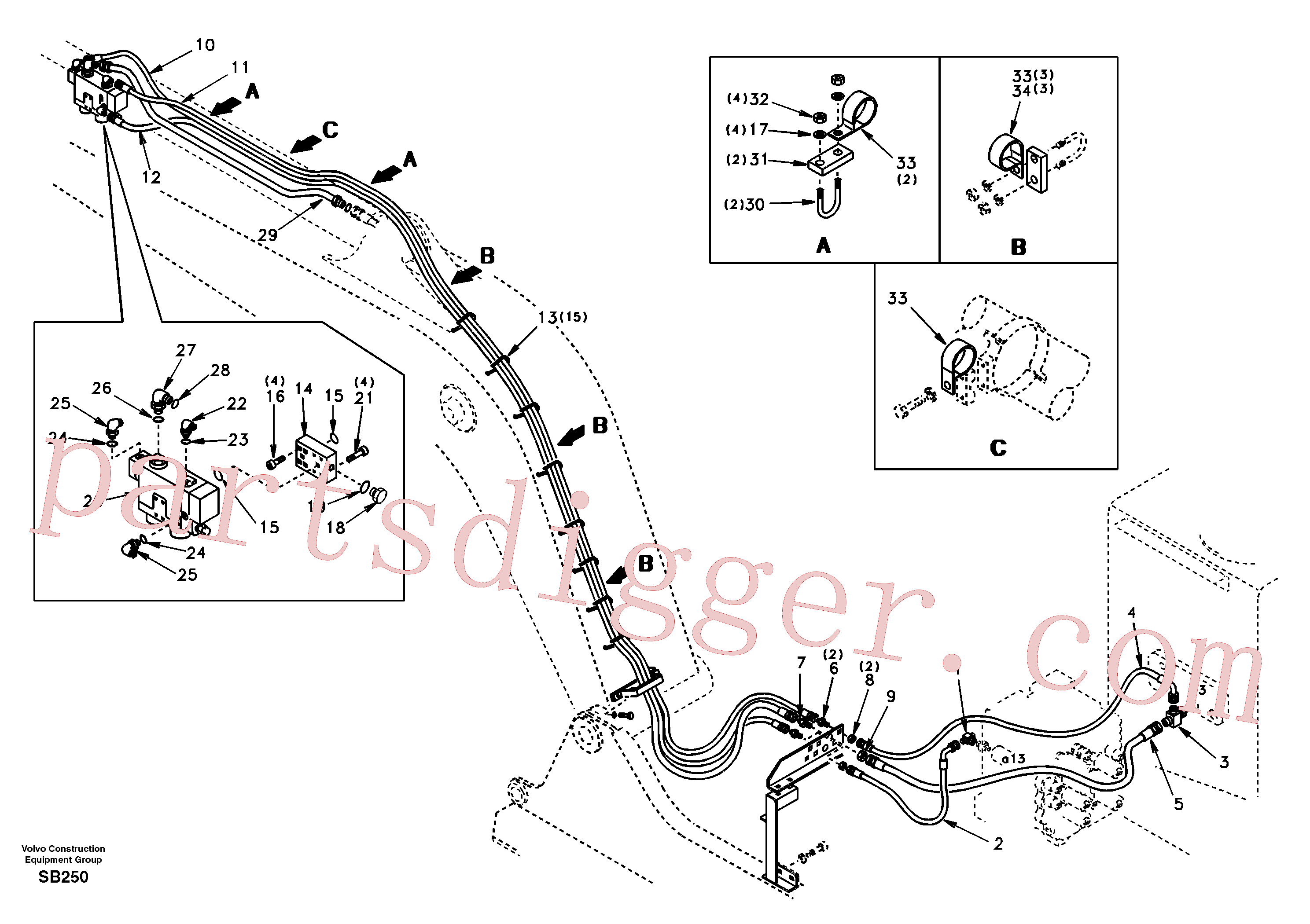 SA9411-96100 for Volvo Working hydraulic, dipper arm rupture(SB250 assembly)