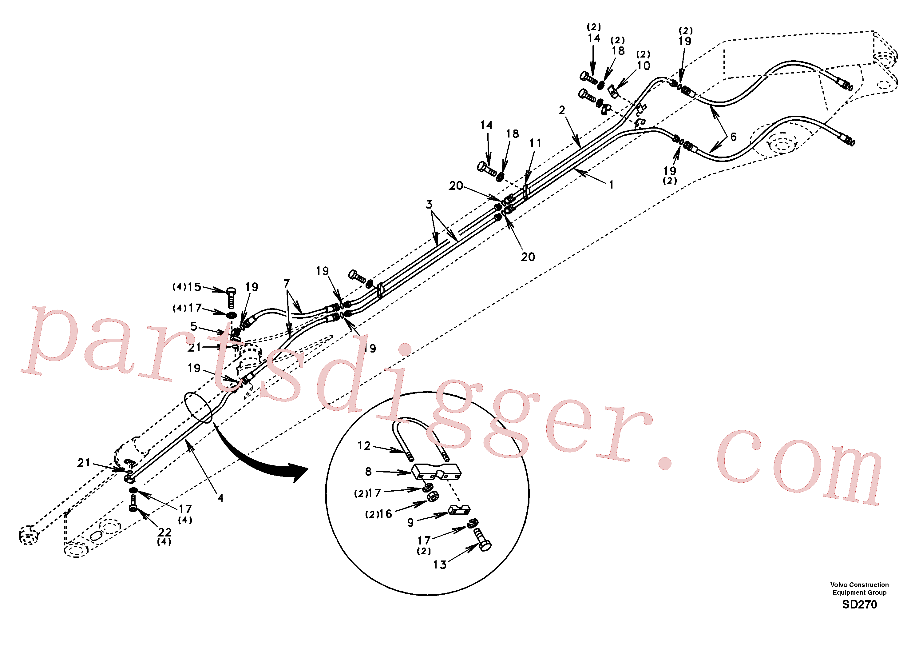 SA1174-51580 for Volvo Working hydraulic, long dipper arm(SD270 assembly)