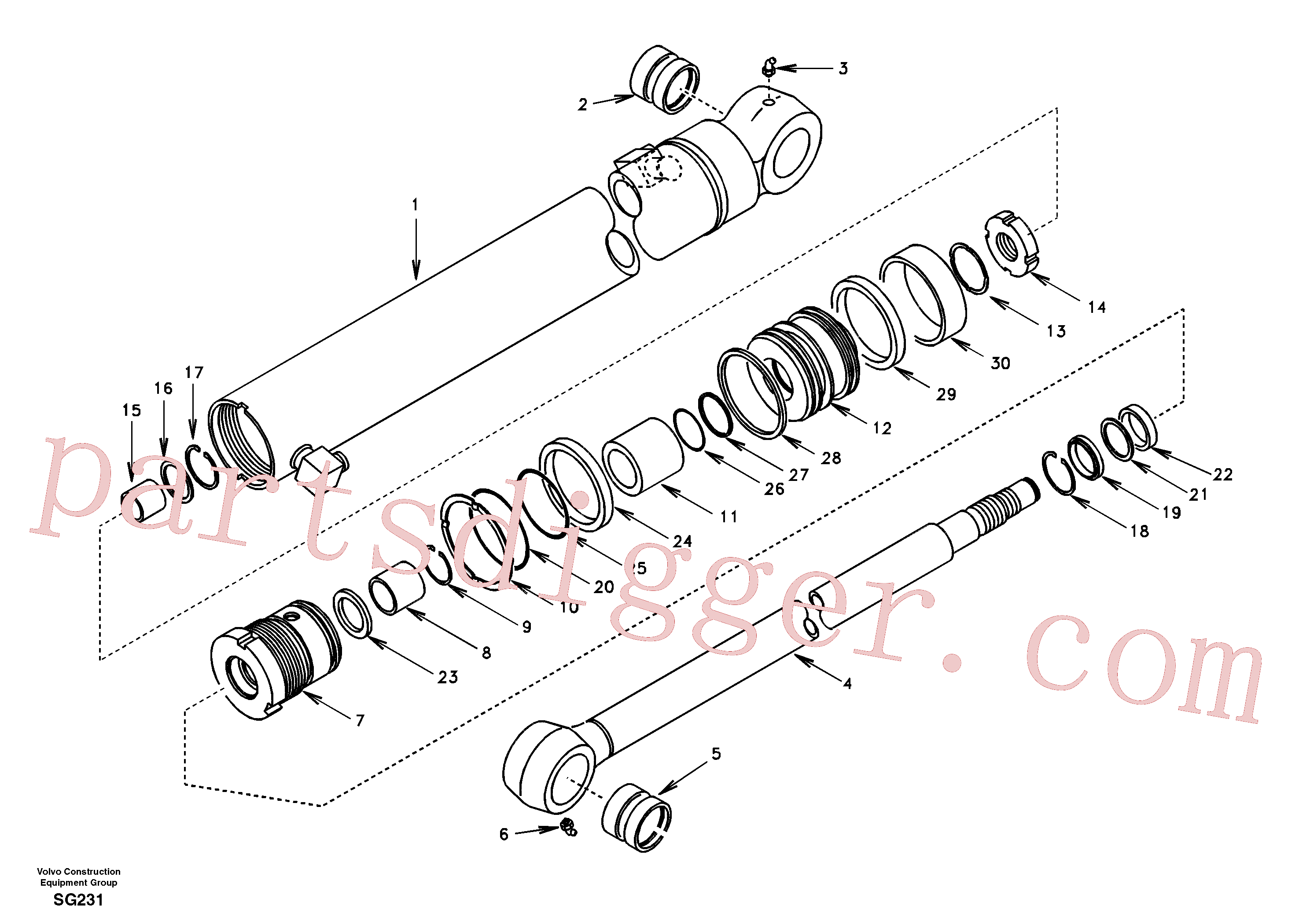 SA1146-01184 for Volvo Dipper arm cylinder(SG231 assembly)