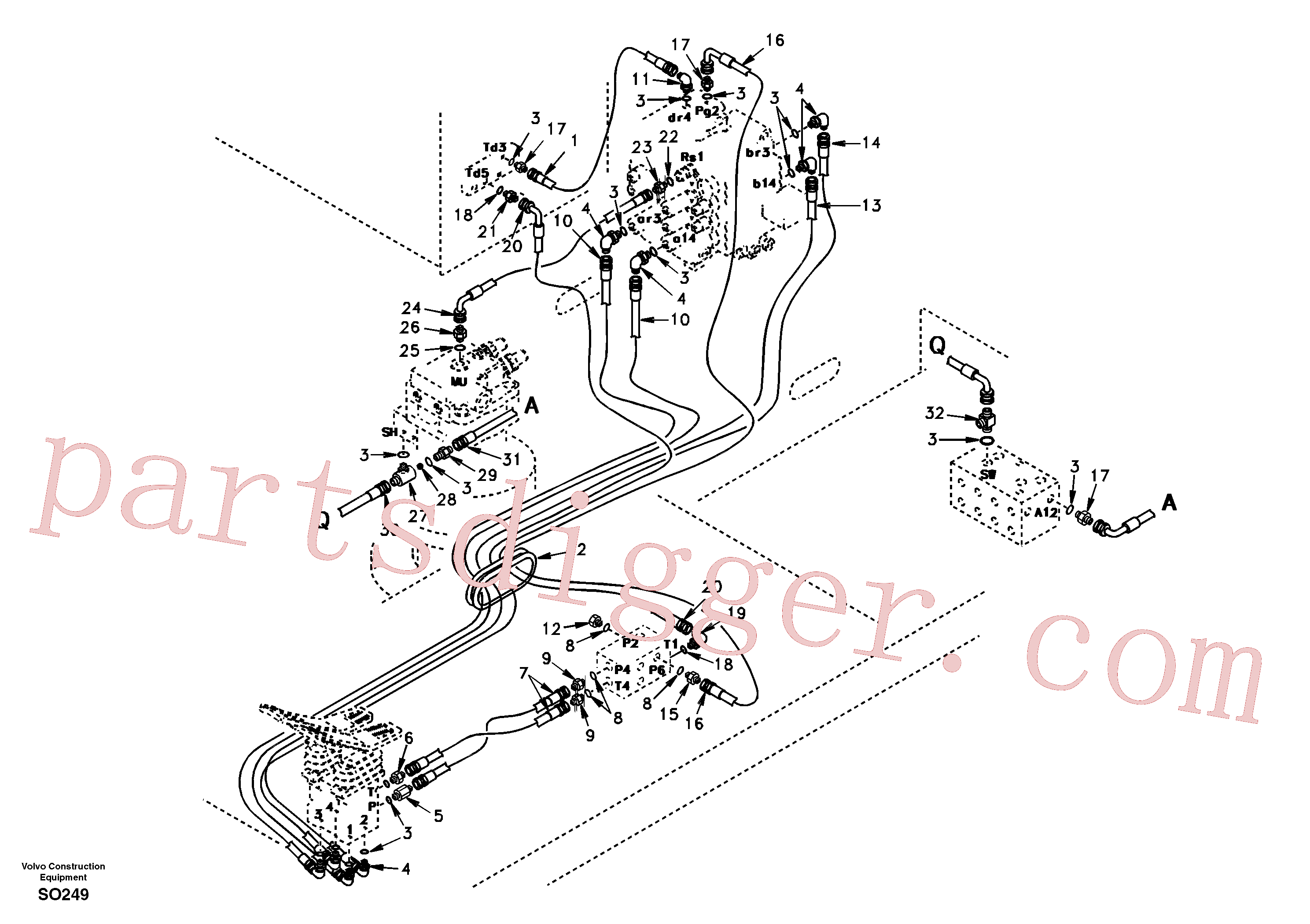 SA9451-03260 for Volvo Servo system, control valve to remote control valve pedal(SO249 assembly)