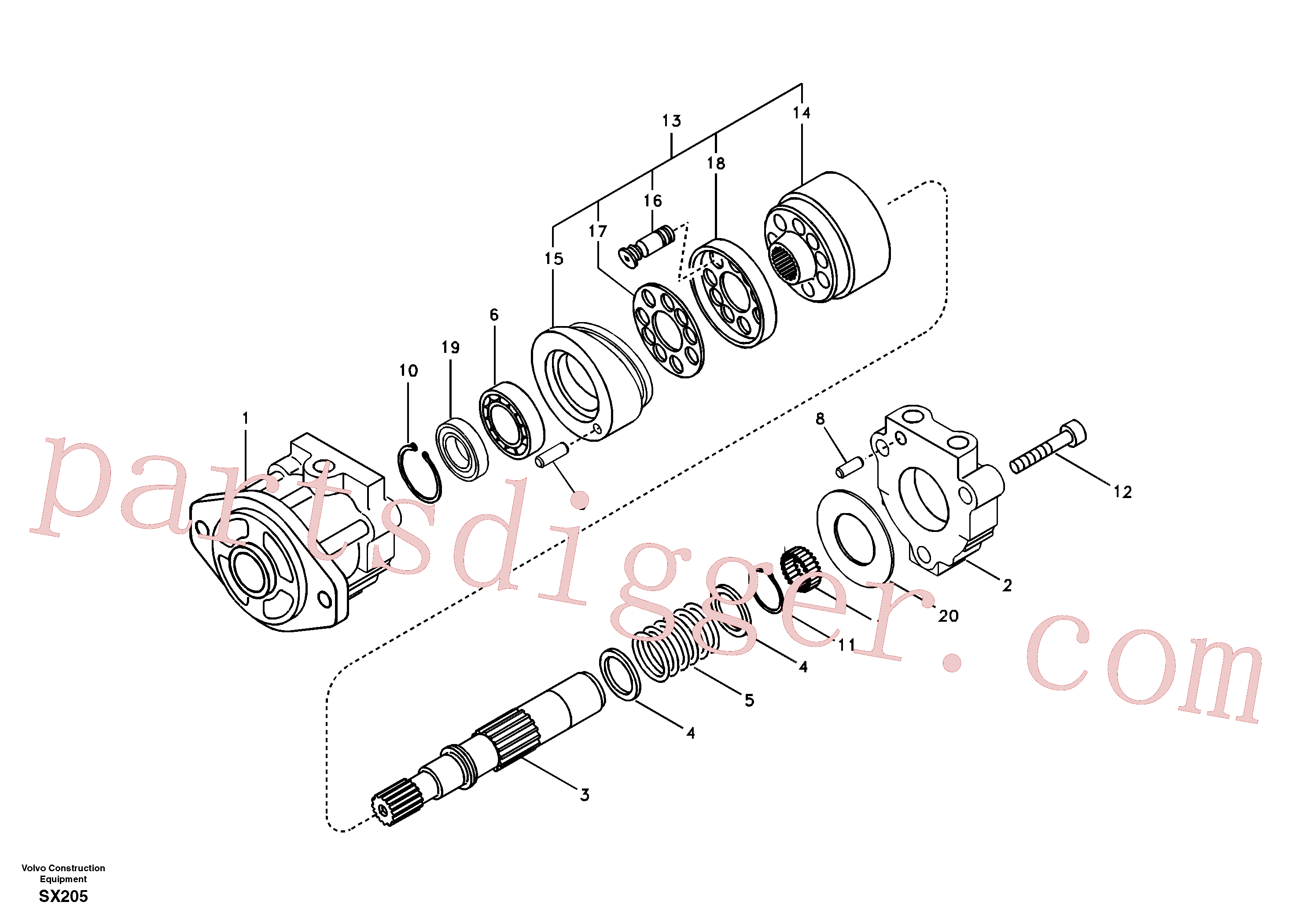 VOE14512777 for Volvo Hydraulic system, oil cooling fan motor(SX205 assembly)